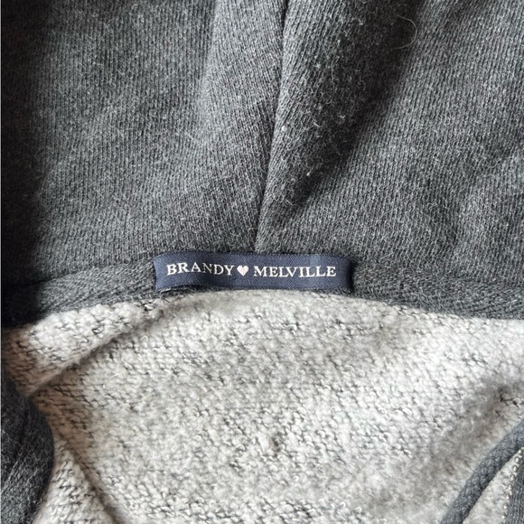 Brandy Melville Cropped Zip-Up. Dark Gray- Size- One Size Fits All - Picture 3 of 4